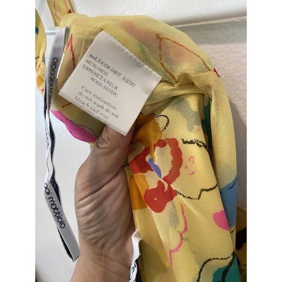 Vintage Gai Mattiolo Y2K Yellow Floral 100% Silk Midi Dress Fairy core Sz Small - Picture 4 of 10